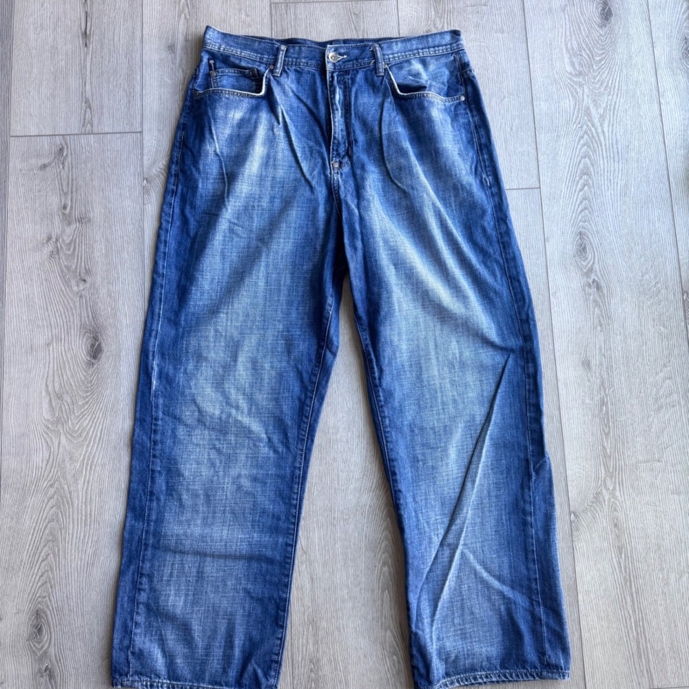 Ecko Unltd Baggy Jeans Mens 30 Y2K Embroidered Hip Hop Skater Denim Blue - Picture 3 of 9